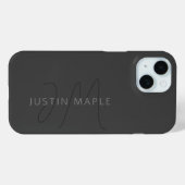 Coques Case-Mate iPhone Nom au look cool & monogramme | Gris foncé (Verso (horizontal))