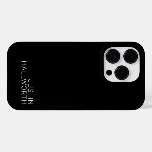 Coques Case-Mate iPhone Nom blanc moderne en noir (Verso (horizontal))