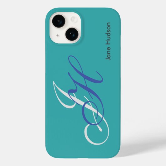Coques Case-Mate iPhone Nom bleu Monogramme Initiales Simple Plain (Verso)