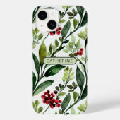 Coques Case-Mate iPhone Nom botanique floral élégant à l'aquarelle (Verso)