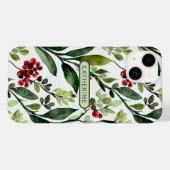 Coques Case-Mate iPhone Nom botanique floral élégant à l'aquarelle (Verso (horizontal))