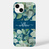 Coques Case-Mate iPhone Nom botanique vert unique Calligraphie Monogramme (Verso)