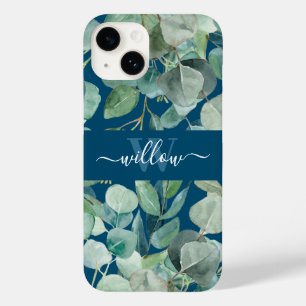 Coque Pour iPhone 14 Nom botanique vert unique Calligraphie Monogramme