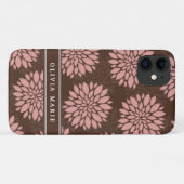 Coques Case-Mate iPhone Nom Brown Blush Pink Flower Blossom Motif (Dos (Horizontal))