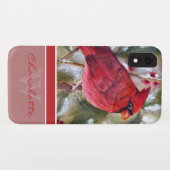 Coques Case-Mate iPhone Nom cardinal rouge élégant de monogramme (Dos (Horizontal))