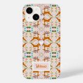 Coques Case-Mate iPhone Nom Christmas Reindees Pink Seamless Motif (Verso)