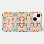 Coques Case-Mate iPhone Nom Christmas Reindees Pink Seamless Motif (Verso (horizontal))