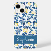 Coques Case-Mate iPhone Nom Citron Aquarelle Bleu Jaune (Verso)