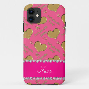 Coques Pour iPhone Nom coeur or rose bachelorette de coeur