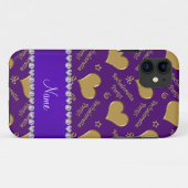 Coques Case-Mate iPhone Nom coeur or violet bachelorette de coeur (Dos (Horizontal))