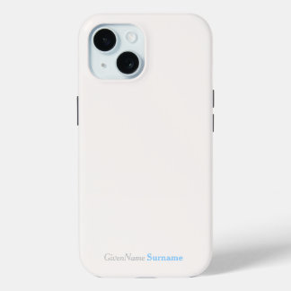 Coque Pour iPhone 15 Nom customisé Élégant Rose Blanc Bleu Gris
