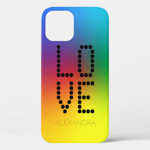 Case-Mate iPhone Case Nom customisé & Love Font tendance, Arc-en-ciel