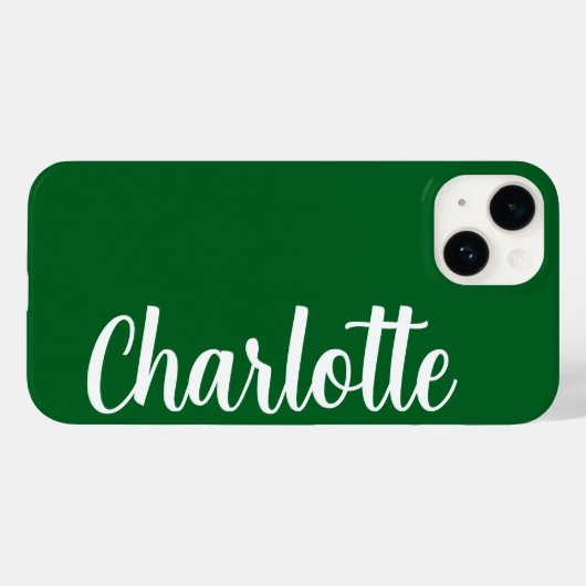 Coques Case-Mate iPhone Nom customisé Style Moderne Minimal Vert foncé (Verso (horizontal))