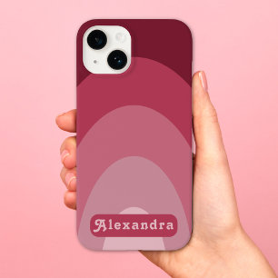 Coque Pour iPhone 14 Nom d'arche simple rétro rose
