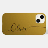 Coques Case-Mate iPhone Nom de calligraphie élégante avec reflets dorés (Verso (horizontal))
