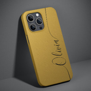 Coque Pour iPhone 14 Nom de calligraphie élégante avec reflets dorés
