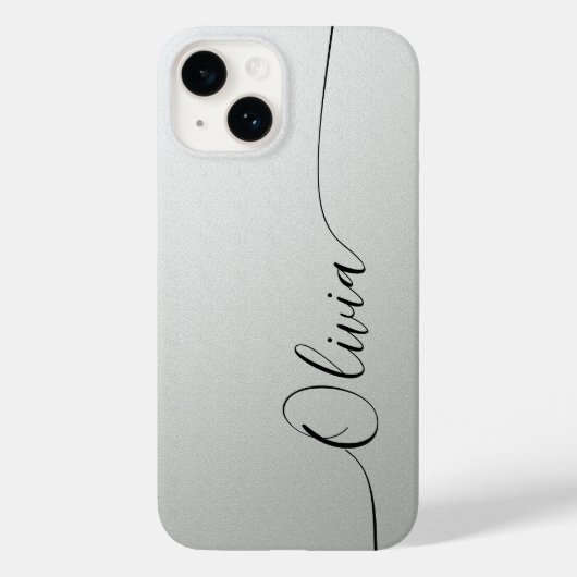 Coques Case-Mate iPhone Nom de calligraphie élégante scintillement argenté (Verso)