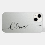 Coques Case-Mate iPhone Nom de calligraphie élégante scintillement argenté (Verso (horizontal))
