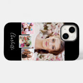 Coques Case-Mate iPhone Nom de collage photo noir blanc (Verso (horizontal))
