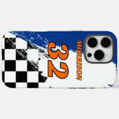 Coques Case-Mate iPhone Nom de course numéro bleu orange noir et blanc (Verso (horizontal))
