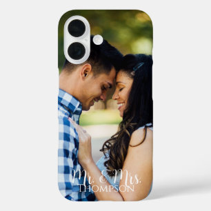 Coques iPhone 16 Nom de famille du couple photo M. et Mme
