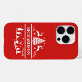 Coques Case-Mate iPhone Nom de famille personnalisé de Noël rouge | Vacanc (Verso (horizontal))