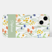 Coques Case-Mate iPhone Nom de fleur sauvage à l'aquarelle (Verso (horizontal))