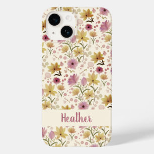 Coque Pour iPhone 14 Nom de fleur sauvage aquarelle rose