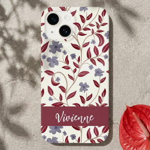 Coque Pour iPhone 14 Nom de fleur sauvage aquarelle rouge violet