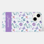 Coques Case-Mate iPhone Nom de fleur sauvage aquarelle violet vert (Verso (horizontal))