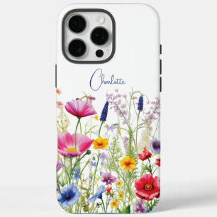 Coques iPhone 16 Pro Max Nom de fleur sauvage colorée Jardin floral