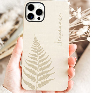 Coques iPhone 16 Pro Max Nom de la forêt de fougères Cottagecore Crème
