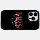 Coques Case-Mate iPhone Nom de la mariée avec Mariage Date Crimson Red Col (Verso (horizontal))