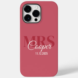 Coque Pour Pour iPhone 14 Pro Max Nom de la mariée avec Mariage Date Crimson Red Col