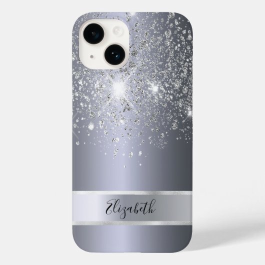 Coques Case-Mate iPhone Nom de la parties scintillant en argent (Verso)