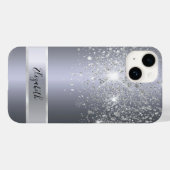 Coques Case-Mate iPhone Nom de la parties scintillant en argent (Verso (horizontal))