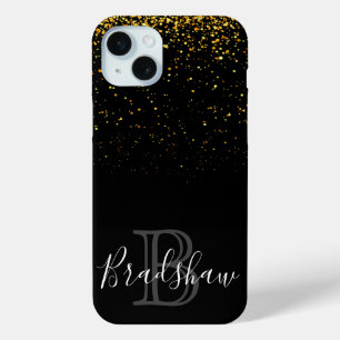 Coque iPhone 15 Mini Nom de la Parties scintillant Gold