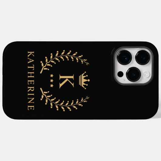 Coques Case-Mate iPhone Nom de la Personnaliser et premier monogramme noir (Verso (horizontal))