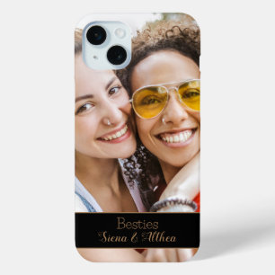 Coque iPhone 15 Mini Nom de la photo moderne Best Friends