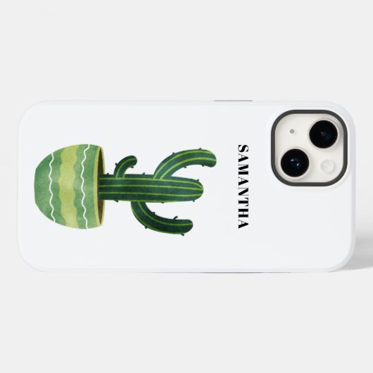 Coques Case-Mate iPhone Nom de l'aquarelle Cactus (Verso (horizontal))