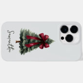Coques Case-Mate iPhone Nom de l'arbre de Noël à l'aquarelle avec ruban ro (Verso (horizontal))