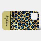 Coques Case-Mate iPhone Nom de l'Empreinte de léopard bleu Parties scintil (Verso (horizontal))