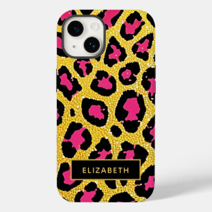 Coque Pour iPhone 14 Nom de l'Empreinte de léopard de Parties scintilla