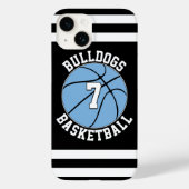 Coques Case-Mate iPhone Nom de l'équipe de basket-ball bleu clair et numér (Verso)