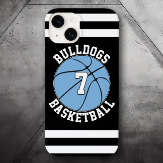 Coque Pour iPhone 14 Nom de l'équipe de basket-ball bleu clair et numér