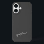 Coques iPhone 16 Nom de lettre main minimaliste noir blanc personna<br><div class="desc">Nom de lettre main minimaliste Boîtier téléphonique personnalisé noir et blanc</div>
