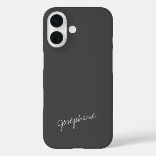 Coques iPhone 16 Nom de lettre main minimaliste noir blanc personna