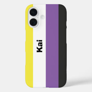 Coques iPhone 16 Nom de l'indicateur de la fierté non binaire ou mo