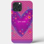 Coques Case-Mate iPhone Nom de l'inspiribilité du coeur floral pourpre (Verso)