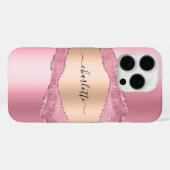 Coques Case-Mate iPhone Nom de marbre d'agneau rose pâle (Verso (horizontal))